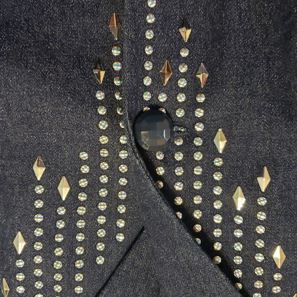 NWOT Plus Size Bob Mackie Bedazzled Blue Denim Jacket/Blazer Women's Sz 2X - Picture 4 of 4